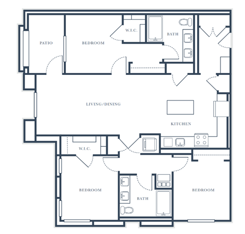 Floor plan for 3 beds, 2 baths, 1473 sqft